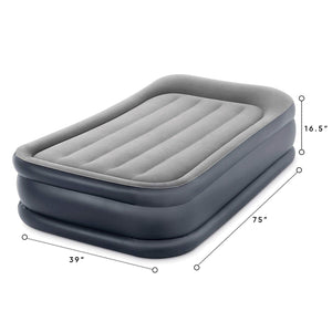 Intex Dura Beam Deluxe Pillow Raised Airbed Mattress w/ Built In Pump, Twin, 2 Pack