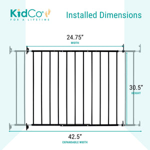 KidCo Safeway Top of Stairs Quick Release Baby Gate, 42.5 x 30.5", Black, 2 Pack