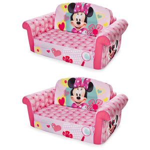 Marshmallow Furniture Kids 2 in 1 Foam Compress Sofa Bed, Minnie Mouse (2 Pack)
