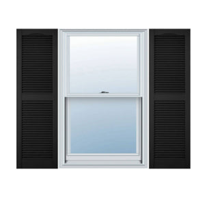 Plastic Development Group 14x55 Inch Exterior Louvered Shutters, Black (4 Pack)