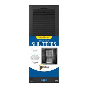 Plastic Development Group 14x55 Inch Exterior Louvered Shutters, Black (4 Pack)