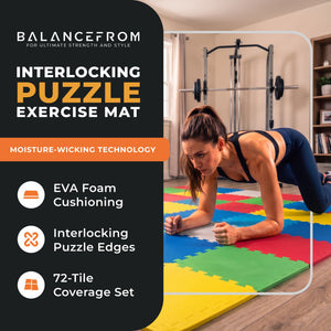 BalanceFrom 9 Color Extra Thick Interlocking Foam Exercise Play Mats (2 Pack)