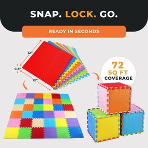 BalanceFrom 9 Color Extra Thick Interlocking Foam Exercise Play Mats (2 Pack)
