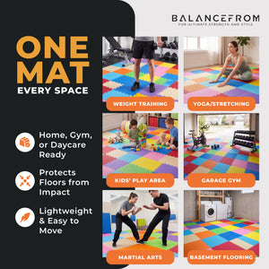 BalanceFrom 9 Color Extra Thick Interlocking Foam Exercise Play Mats (2 Pack)