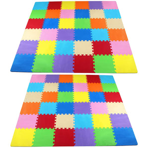 BalanceFrom 9 Color Extra Thick Interlocking Foam Exercise Play Mats (2 Pack)