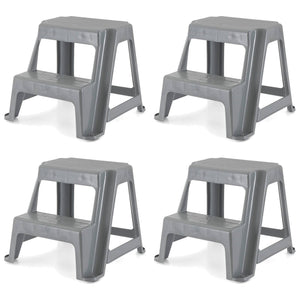 Gracious Living 16" Plastic 2 Step Portable Garage Home & Kitchen Stool (4 Pack)
