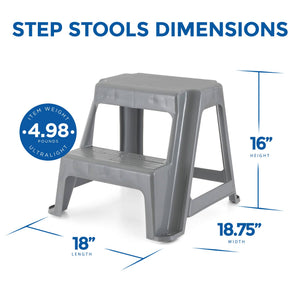 Gracious Living 16" Plastic 2 Step Portable Garage Home & Kitchen Stool (4 Pack) - TRAPSKI