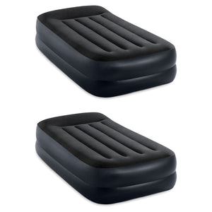 Intex Dura Beam Plus Pillow Raised Airbed Mattress w/Built in Pump, Twin(2 Pack)