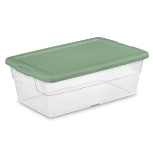 Sterilite Clear Stackable 6 Qt Storage Tote Box Container, Crisp Green (10 Pack)
