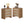 Rattan Nightstand Set of 2 with 3 Drawers in Caramel Oak