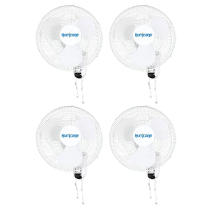 Hurricane Classic 16 Inch 90 Degree Oscillating 3 Speed Wall Fan, White (4 Pack)