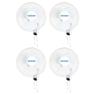 Hurricane Classic 16 Inch 90 Degree Oscillating 3 Speed Wall Fan, White, 4 Pack