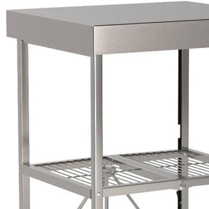 Origami RBT Fully Stainless Steel Foldable Kitchen Cart with Wheels, Silver - TRAPSKI