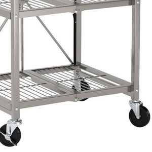 Origami RBT Fully Stainless Steel Foldable Kitchen Cart with Wheels, Silver - TRAPSKI