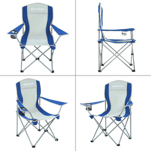 KingCamp Lightweight Folding Outdoor Camping Lounge Chair, Blue/Grey (2 Pack)