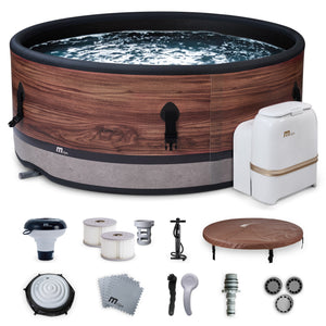 M Spa Round Inflatable Bubble Massage Spa, 4 to 6 Person Outdoor Hot Tub, Duet