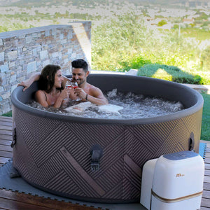 MSpa Round Inflatable Bubble Massage Spa, 4 to 6 Person Outdoor Hot Tub, Mono