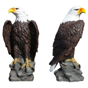 13" H x 24.4" L Large Standing Bald Eagle Garden Statue