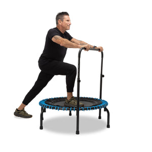 JumpSport 350 Series 39" Trampoline & Handle Bar Bundle, 30 Adjustable Bungees, Stable No-Tip Arched Legs, & 60 Day Streaming Trial