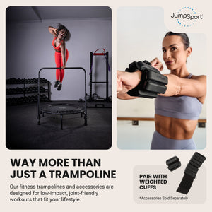 JumpSport 350 Series 39" Trampoline & Handle Bar Bundle, 30 Adjustable Bungees, Stable No-Tip Arched Legs, & 60 Day Streaming Trial