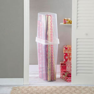 Sterilite 8 Pack Vertical Wrap Storage Box, Holds 25 Rolls, 40" Tall, Clear