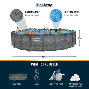 Bestway APX 365 22'x52" Round Above Ground Swimming Pool Set with Pump & Ladder
