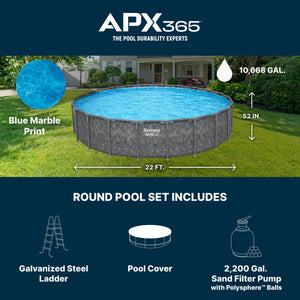 Bestway APX 365 22'x52" Round Above Ground Swimming Pool Set with Pump & Ladder