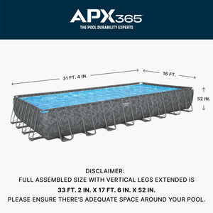 Bestway APX 365 31'4" x 16' x 52" Rectangular Above Ground Swimming Pool Set - TRAPSKI