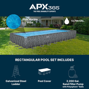 Bestway APX 365 31'4" x 16' x 52" Rectangular Above Ground Swimming Pool Set - TRAPSKI