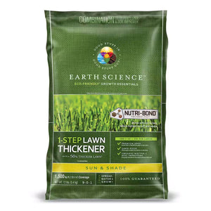 Earth Science 1 Step Sun & Shade Lawn Thickener Seed for Thin Lawns, 12 Pounds - TRAPSKI
