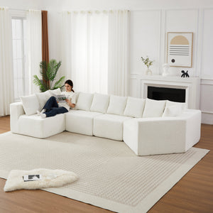 151.6-Inch Extra-Large L-Shaped Chenille Sectional Sofa