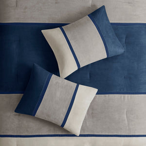 7 Piece Faux Suede Comforter Set Blue Queen