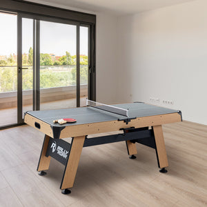 Rally and Roar 72'' Air Powered Hockey Arcade Game Table with Table Tennis Conversion Top