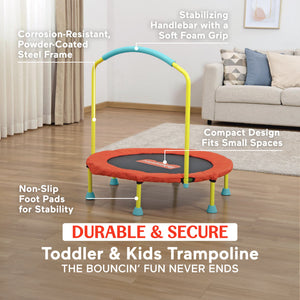 Fisher-Price WonderJump 36" Round Indoor Mini Trampoline for Kids Toddler Toy