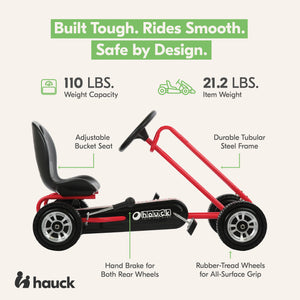 hauck Blizzard Ergonomic Pedal Ride On Go Kart Toy for Boys & Girls Ages 4-8,Red