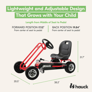 hauck Blizzard Ergonomic Pedal Ride On Go Kart Toy for Boys & Girls Ages 4-8,Red