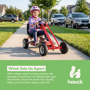 hauck Blizzard Ergonomic Pedal Ride On Go Kart Toy for Boys & Girls Ages 4-8,Red
