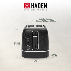 Haden Starbeck 2 Slice Wide Slot Stainless Steel Toaster, Black & Chrome - TRAPSKI