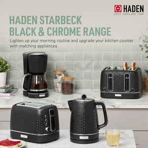 Haden Starbeck 2 Slice Wide Slot Stainless Steel Toaster, Black & Chrome - TRAPSKI