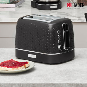 Haden Starbeck 2 Slice Wide Slot Stainless Steel Toaster, Black & Chrome - TRAPSKI