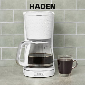 Haden Starbeck Coffee Machine, 10 Cup Automatic Coffee Maker, White & Chrome