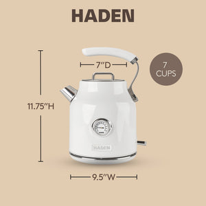 Haden Dorset 1.7 Liter Electric Water Kettle w/ 360-Degree Base, Ivory & Chrome