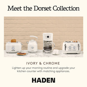 Haden Dorset 1.7 Liter Electric Water Kettle w/ 360-Degree Base, Ivory & Chrome
