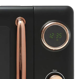 Haden 700 Watt 0.7 Cubic Foot Microwave Oven with Digital Controls, Black/Copper