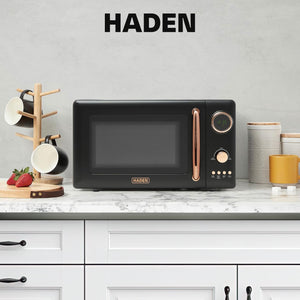 Haden 700 Watt 0.7 Cubic Foot Microwave Oven with Digital Controls, Black/Copper