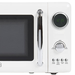 Haden 700 Watt 0.7 Cubic Foot Microwave Oven with Digital Controls, Ivory/Chrome