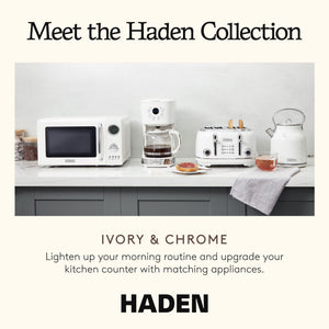 Haden 700 Watt 0.7 Cubic Foot Microwave Oven with Digital Controls, Ivory/Chrome