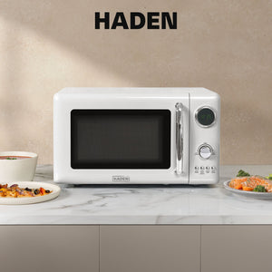 Haden 700 Watt 0.7 Cubic Foot Microwave Oven with Digital Controls, Ivory/Chrome