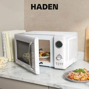 Haden 700 Watt 0.7 Cubic Foot Microwave Oven with Digital Controls, Ivory/Chrome