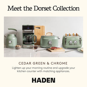 Haden Dorset 1.7 Liter Electric Water Kettle with 360-Degree Base, Cedar Green - TRAPSKI